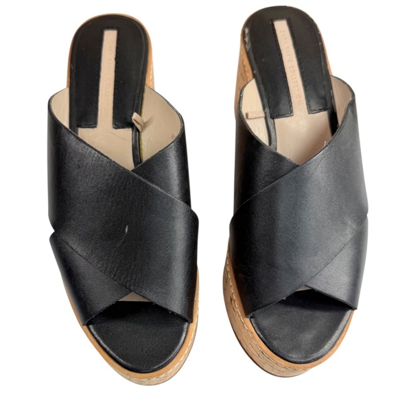 Zara Basic Collection Black Slip On Platform Cork Slide Sandals Women's EU 37 - Picture 9 of 17